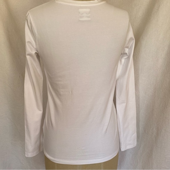 Chevignon S/M white printed and embroidered long sleeve. Rare design EUC - Picture 6 of 9